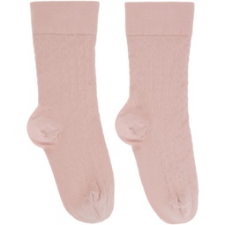 Pink Jacquard Socks 231017F076028
