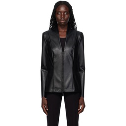 Black Jenna Faux-Leather Jacket 232017F063000