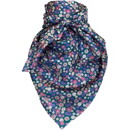 Wyoming Traders Wild Rag Silk Calico Teal Flower Scarf, 34.5 in by 34.5 in square