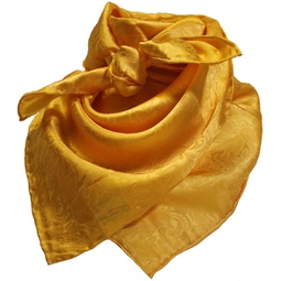 Wyoming Traders Wild Rag Yellow Silk Jacquard - Sillk Scarf, 35 inch