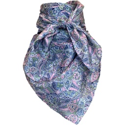 Cowboy Wild Rag Paisley Blue with Pink