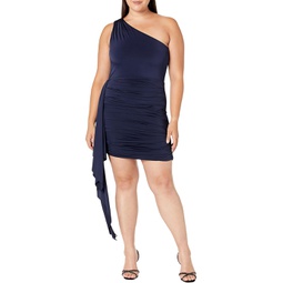 Womens XSCAPE Slinky One Shoulder Ruffle Dress