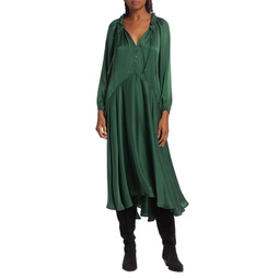 Eva Silk Charmeuse Asymmetric Midi-Dress