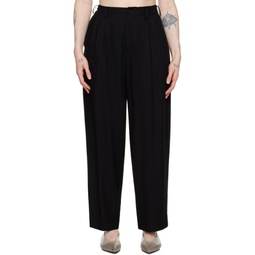 Black Double Tucked Trousers 241731F087017