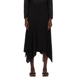 Black Asymmetric Midi Skirt 241731F092011