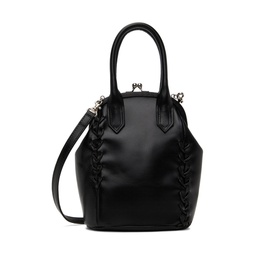Black Semi Gloss Smooth Leather Lace Up Mini Bag 241731F046003