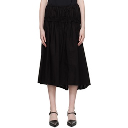 Black Gathered Midi Skirt 231731F092021