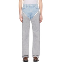 Blue   Gray Cutout Jeans 241893M186026