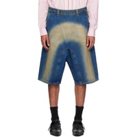 Blue Sprayed Shorts 241893M193004