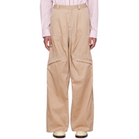 Beige Gathered Trousers 241893M191004