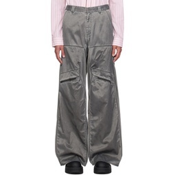 Gray Gathered Trousers 241893M191005