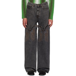 Black Maxi Cowboy Cuff Jeans 241893M186016
