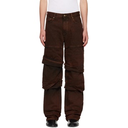Brown Multi Cuff Jeans 241893M186004