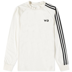 Y-3 3 Stripe Long Sleeve T-Shirt Off White & Black