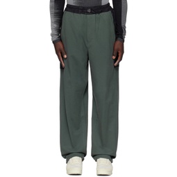 Green & Black Paneled Trousers 241138M191003