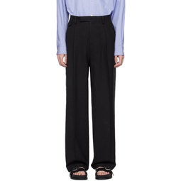 Black Pleated Trousers 241204M191003
