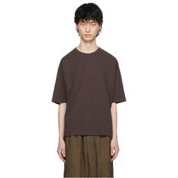 Brown Dropped Shoulder T Shirt 241204M213004