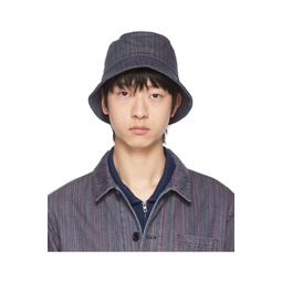 Multicolor Upcycled Cotton Stripe Denim Bucket Hat 221161M140000