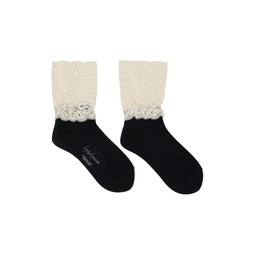 Black   Off White Short Lace Socks 241573F076003