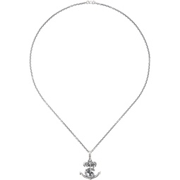 Silver Snake Anchor Pendant Necklace 241573M145002