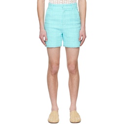 Blue Sequinned Shorts 231665M193000