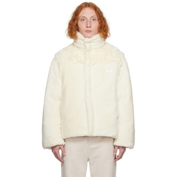 Off White Shell Faux Fur Down Jacket 232665M178001