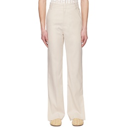 Beige Contrast Stitching Trousers 231665M191002