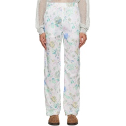 White Printed Trousers 231665M191005