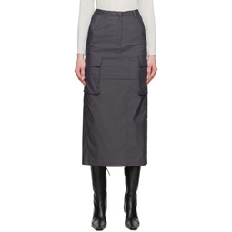 Gray Cargo Pocket Maxi Skirt 241984F093000