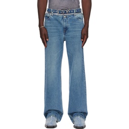 Blue Y-Belt Jeans 232893M186016