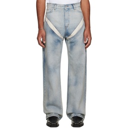 Blue Cutout Jeans 232893M186001