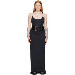 Black Invisible Strap Maxi Dress 241893F055010