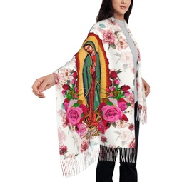 YQIUSM Virgen de Guadalupe Gift Virgin Mary Shawl Wrap Blanket Scarf