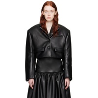 Black Cropped Arthur Faux Leather Jacket 232844F063000