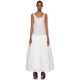 White Puffy Maxi Dress 241844F055002
