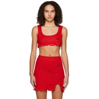 Red Cropped Tank Top 231899F111006