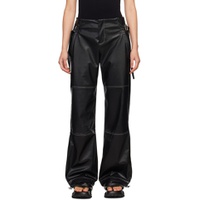 Black Cargo Faux Leather Trousers 222899F087005