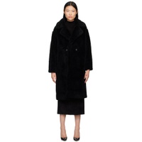 Black Double Breasted Coat 232516F062000