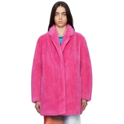 Pink Notched Lapel Coat 222516F059009