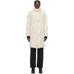 Off-White Notched Lapel Reversible Shearling Coat 232594F062005