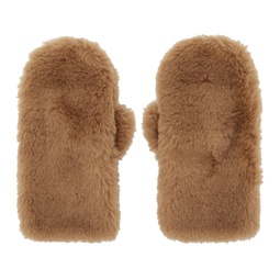 Brown Shearling Mittens 222516F012001