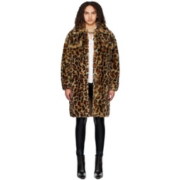 Brown Leopard Reversible Fur Coat 222516F027017