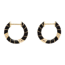 Gold & Black Paire De Creoles Mini Torsade Earrings 232590F022001