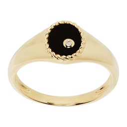 Gold Baby Chevaliere Ovale Onyx Ring 241590F011019