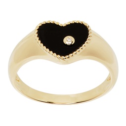 Gold Baby Chevaliere Coeur Onyx Ring 241590F011023