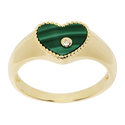 Gold Baby Chevaliere Coeur Malachite Ring 241590F011022