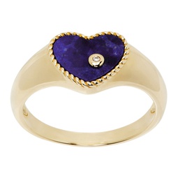 Gold Baby Chevaliere Coeur Lapis Lazuli Ring 241590F011024