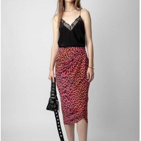 jamelia leopard silk skirt in rose