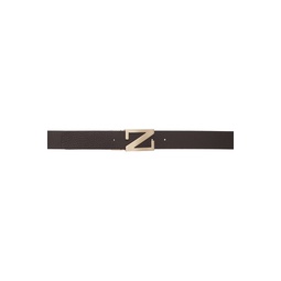 Brown Leather Reversible Belt 241142M131011
