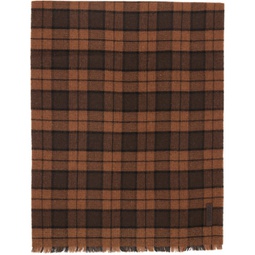 Brown Checked Scarf 222142M150018